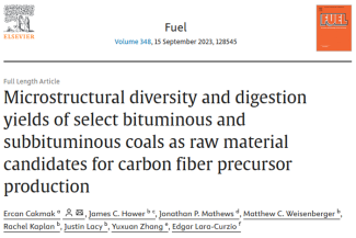 An academic paper: Microstructural diversity and digestion yields of select bituminous and subbituminous coals as raw material candidates for carbon fiber precursor production