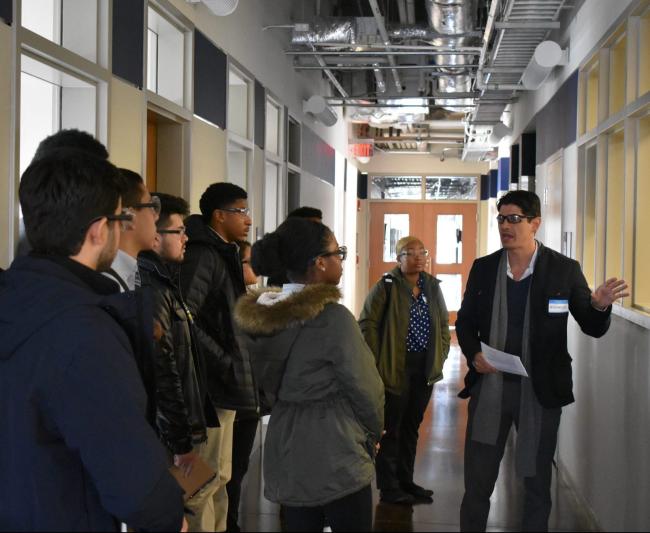 dr. eduardo santillan-jimenez leads a tour of Lab 1