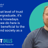 Image of Forrest Dills with text: "To have that level of trust in an undergraduate, it's kind of rare nowadays. The work we do here is genuinely beneficial to the industry and society as a whole."